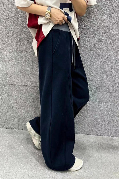 Color Fluid Wide Leg Fleece Sweat Pants