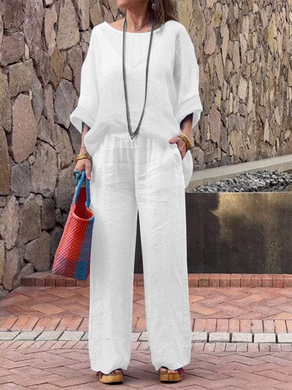 Cotton and Linen Gradient Two-piece Set