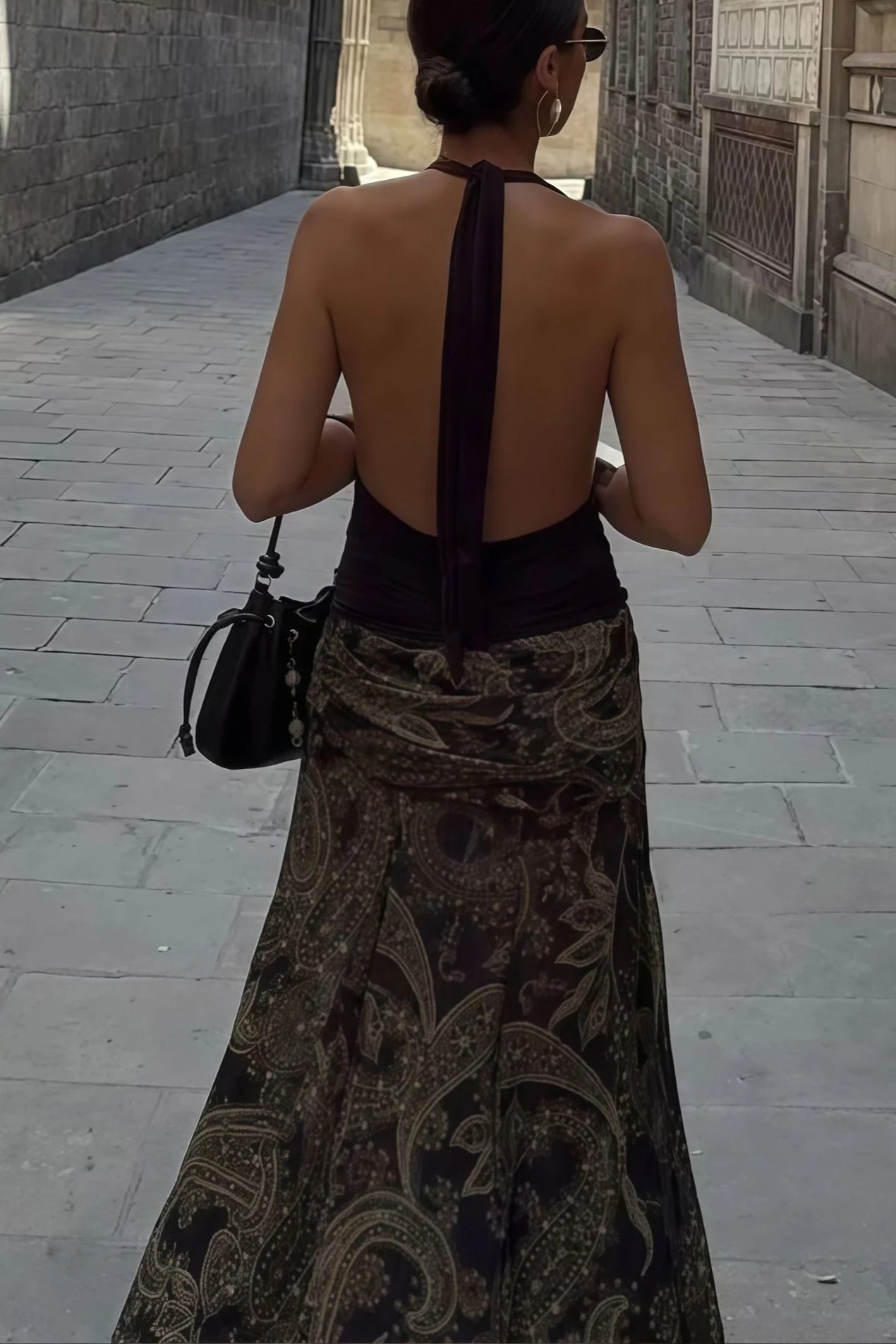Paisley Print Slim Fit Maxi Skirt