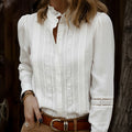 Women's Elegant Lace Floral Embroidered Linen Top elevenforest