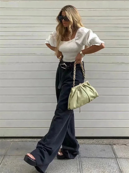 ’s Jeans Bottom Straight Leg Baggy Jeans Fall Boyfriend Long Trousers High Waist Denim Pants