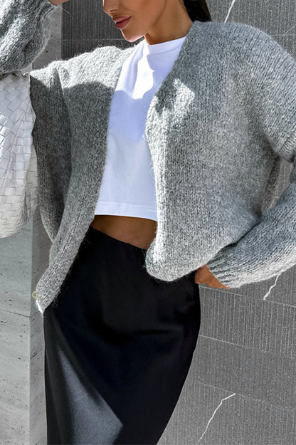 Color Long Sleeve Knitted Cardigan