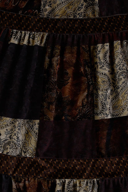 Print Velvet A-line Skirt