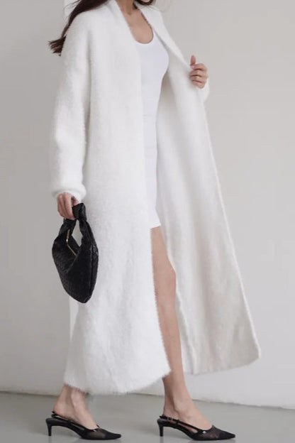 Long Faux Shearling Color Overcoat