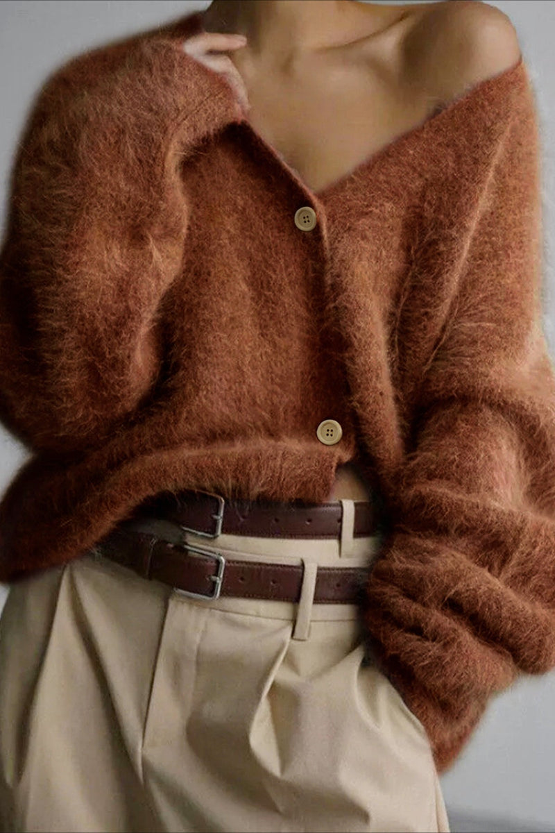V Neck Button Long Sleeve Cardigan