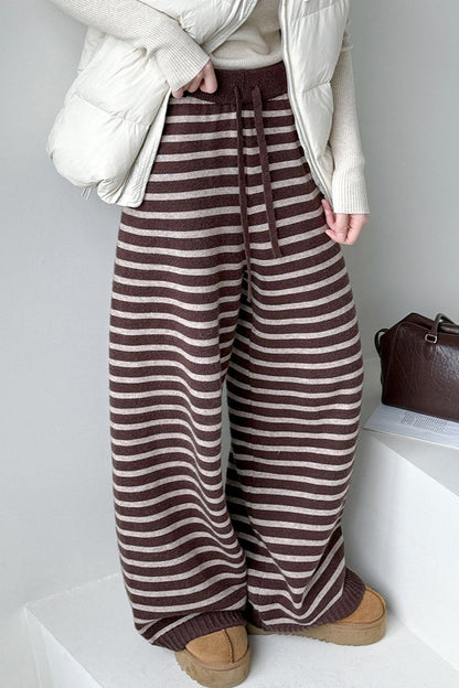 Striped Knit Thickened Pants
