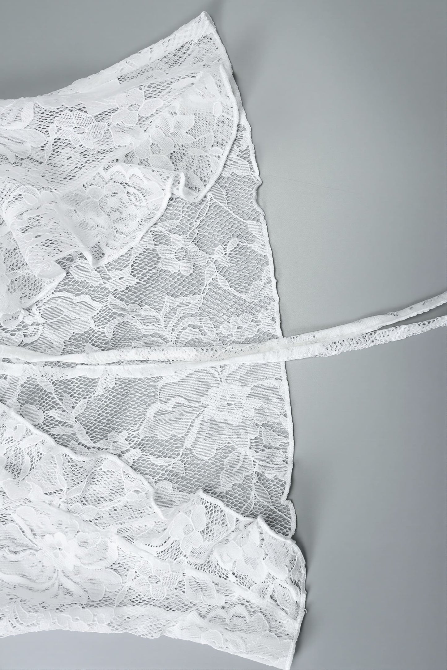 Long Sleeve Tie Front Lace Blouse