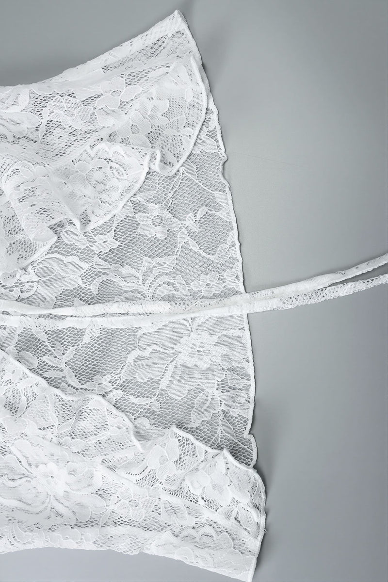 Long Sleeve Tie Front Lace Blouse