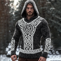 Men's Viking Pattern Jacquard Cozy Hooded Sweater artswardrobe