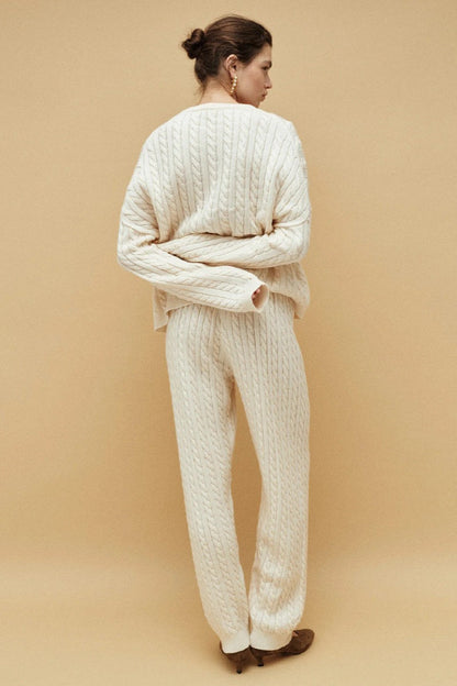 Cable Knit Cozy Cuffed Ankle Pants