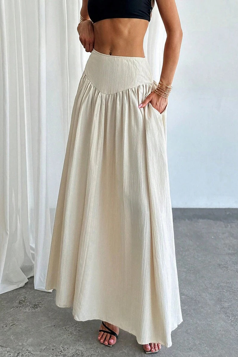Ruffled High Waist a Line Belted Side Pocket Skirt