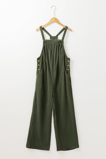 Color Pocketed Corduroy Overall