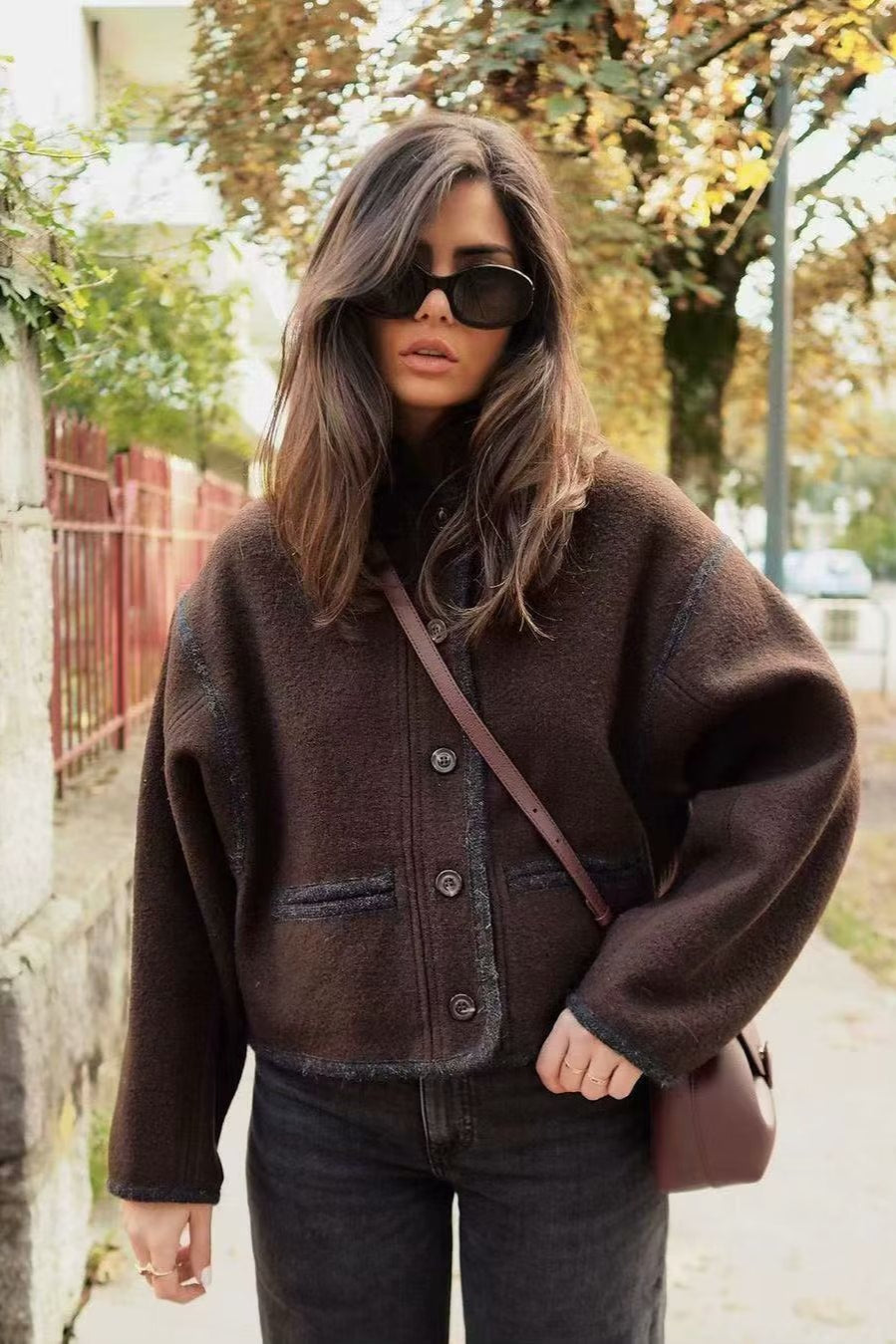 Wool Blend Colorblock Coat