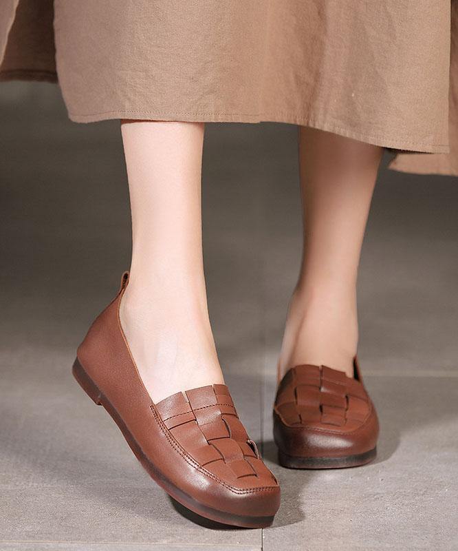 Chocolate Genuine Leather Flat Feet Shoes Penny Loafers