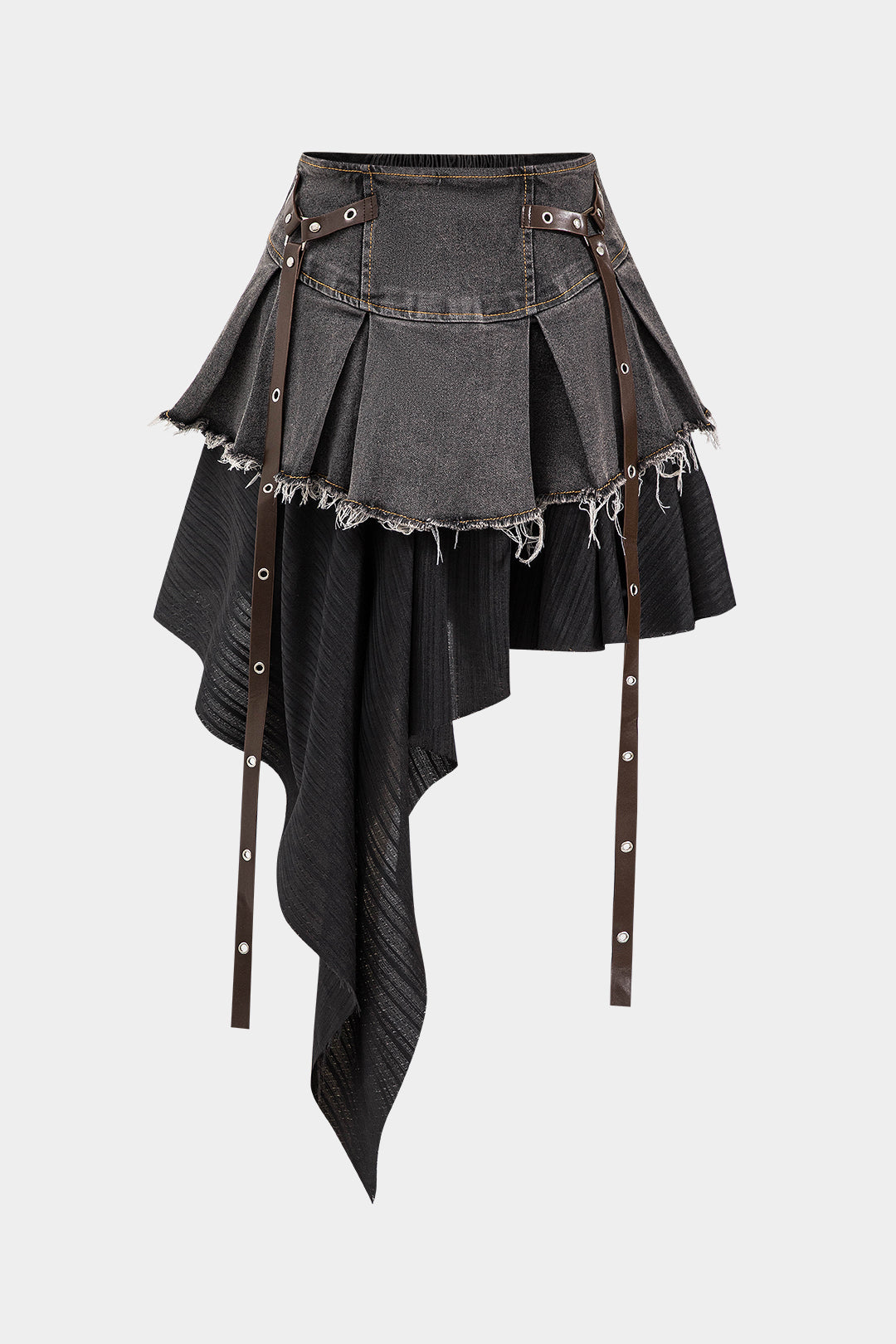 Patchwork Denim High Waist Skirt