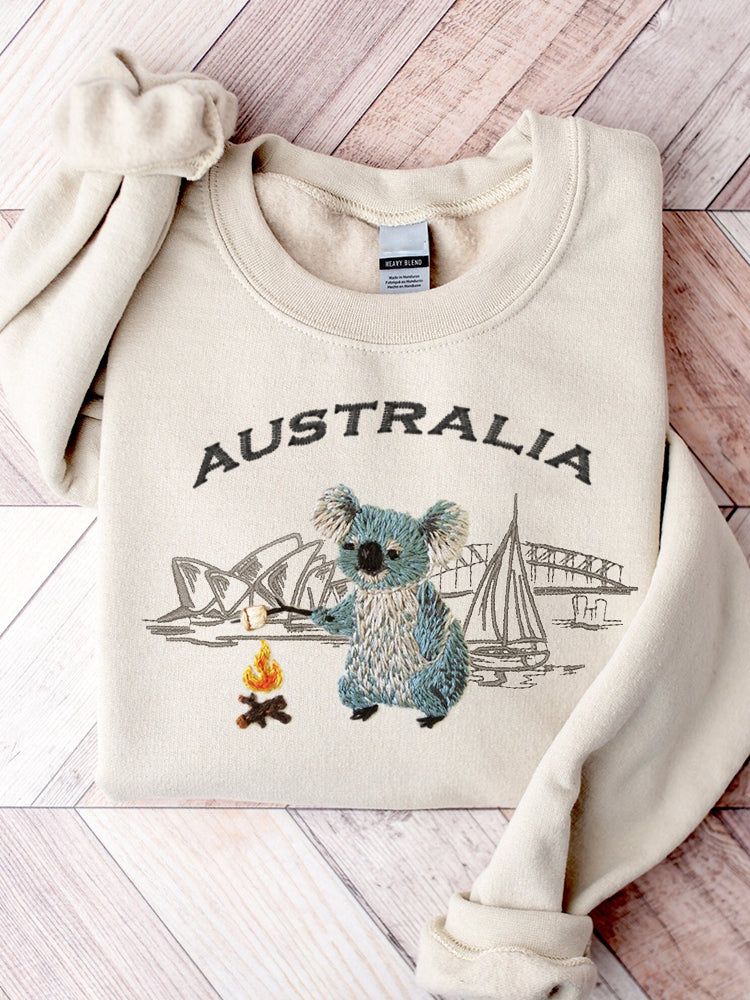 Funny Koala Bear Australian Landmark Embroidered Sweatshirt elevenforest