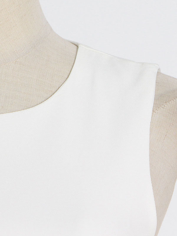 Simple Sleeveless Loose Feathers Color Midi Dresses