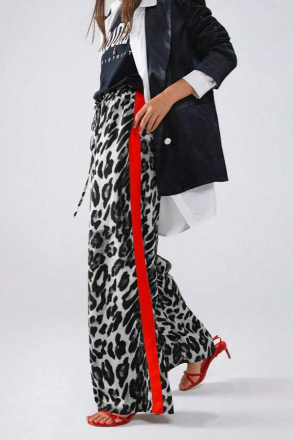 Leopard Print Relaxed Wide Leg Pants