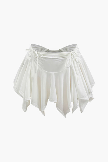 Ruched Drawstring Asymmetric Mini Skirt