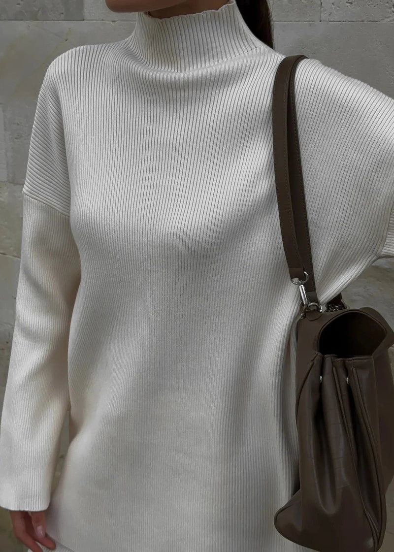 Turtleneck Sweater & Wide-leg Pants Set
