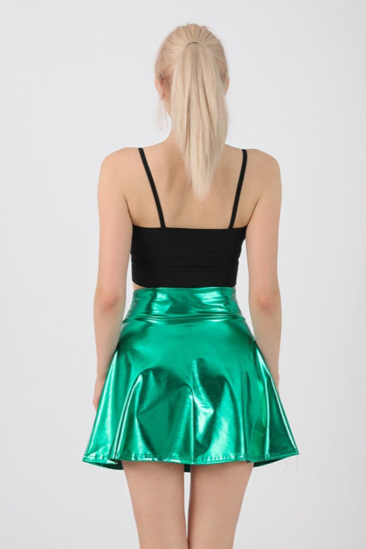 High Waist Color Glossy Performance Skirt