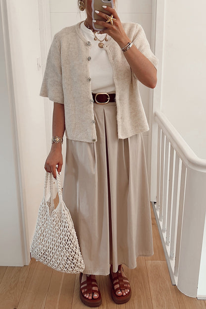 Color Buttoned Loose Knitted Cardigan