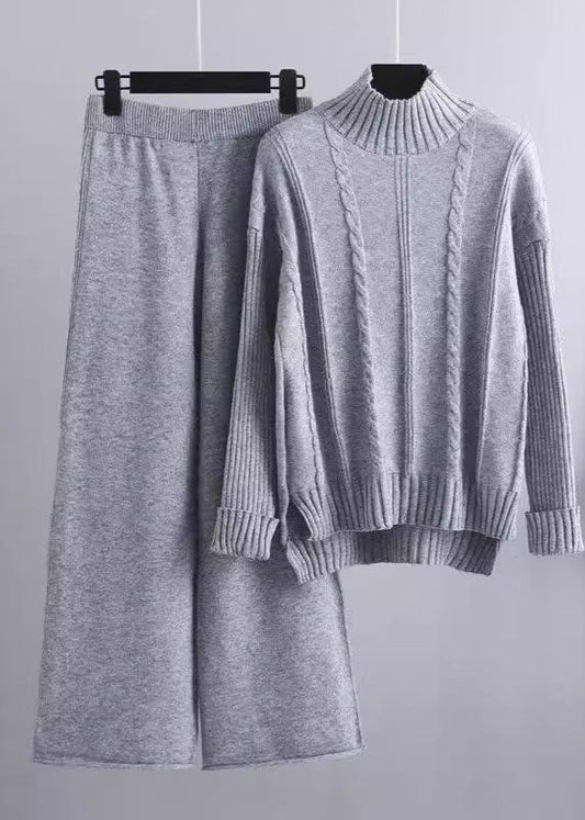 Cozy Mock Neck Sweater & Wide-leg Pants Set