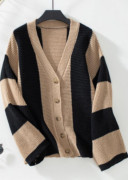 Striped Knitted Cardigan - Monochrome