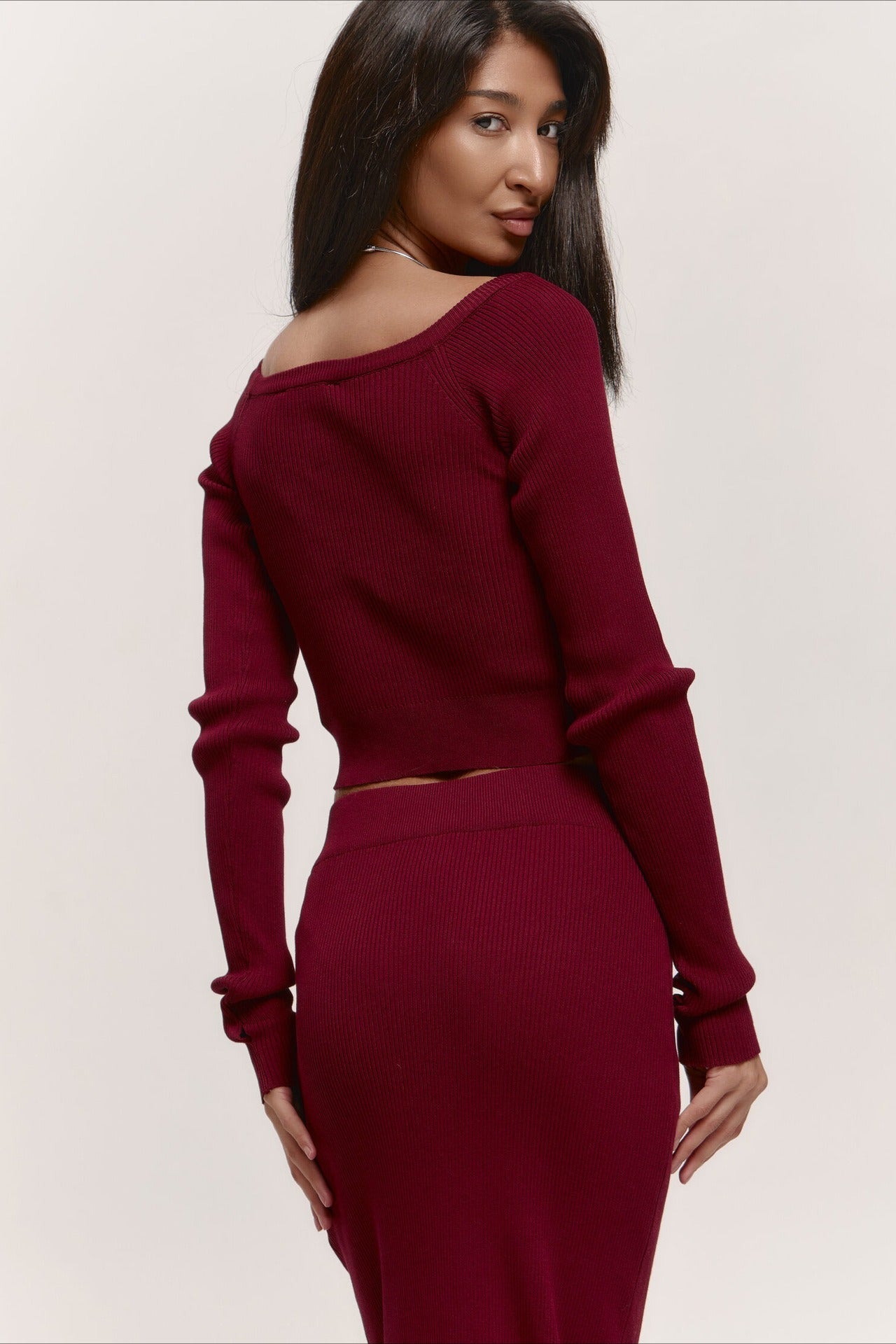 V-neck Knit Crop Top Sweater Dress
