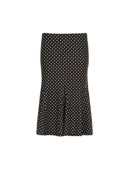 Black Polka Dot Ruffle Maxi Skirts