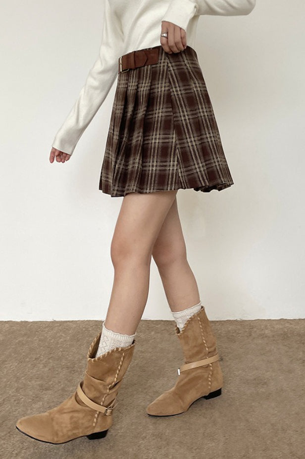 Plaid Pleated Skirt