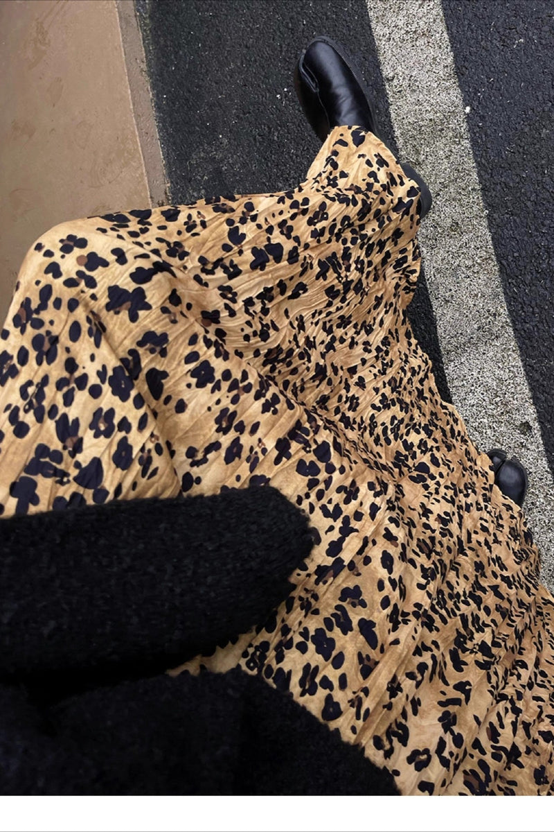 Leopard Midi Flare Skirt