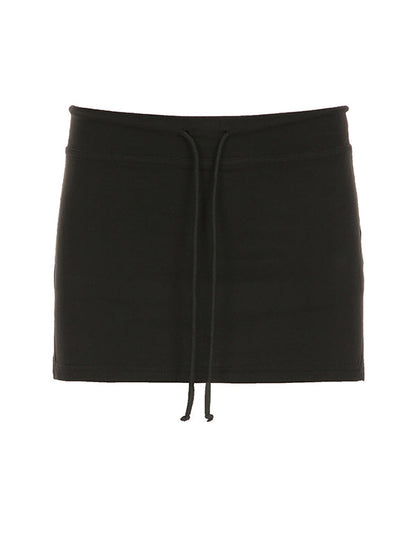 Color Y2k Drawstring Slit Mini Skirts