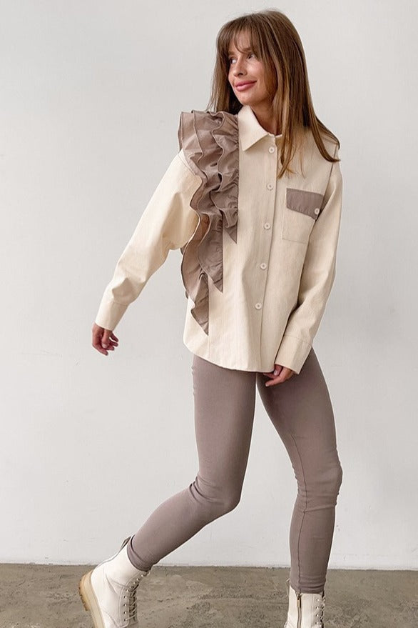 Asymmetric Color Block Blouse