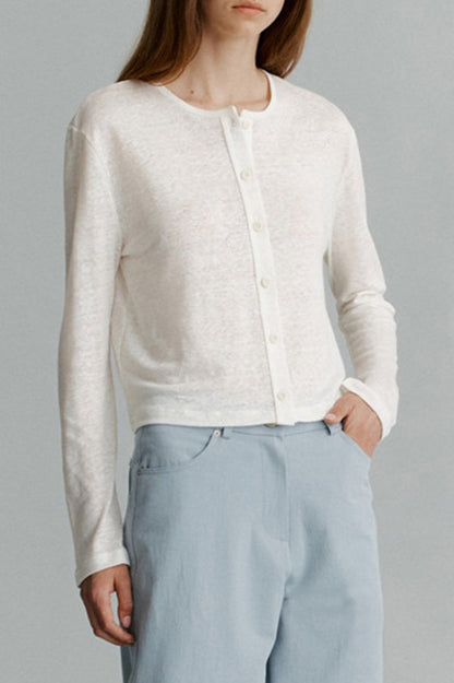 Color Buttoned Knit Cardigan
