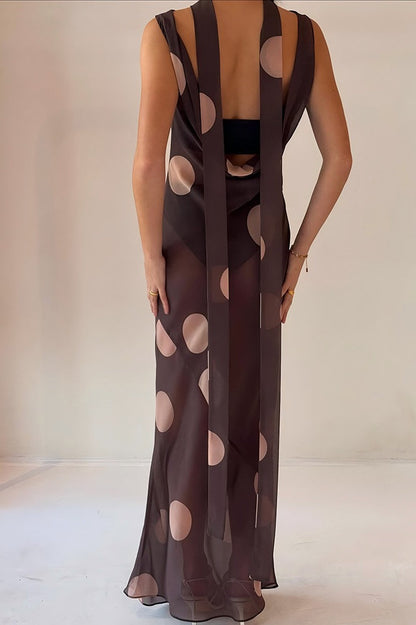 Polka Dot Sleeveless Bodycon Maxi Dress