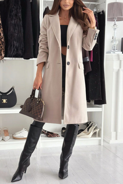 Fashionable Lapel Long Sleeve Single Breasted Loose Coat