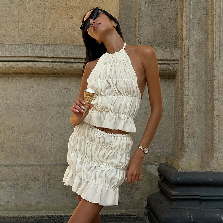 Alanna | Pleated Backless Two-piece Set