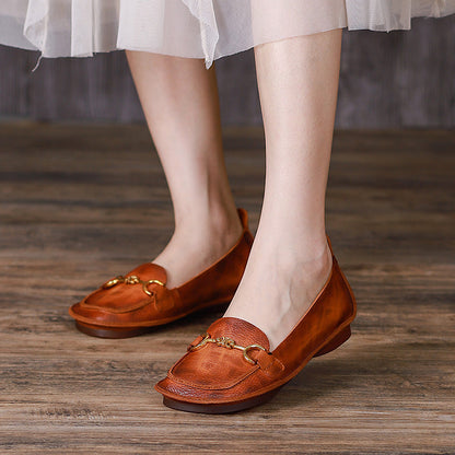 Summer Retro Leather Flat Shoes