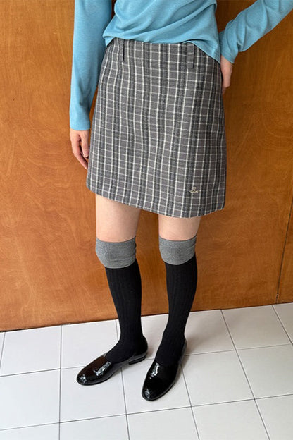 Plaid High Waist A-line Skirt