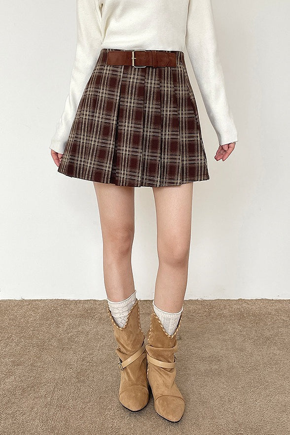 Plaid Pleated Skirt