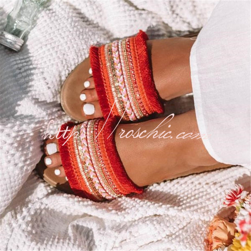 Roman Colorblock Flat Slippers