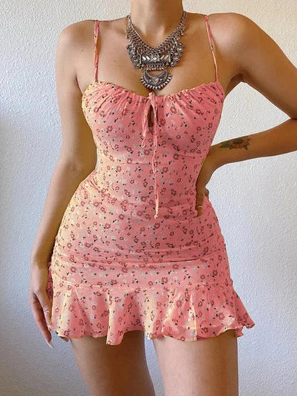 French Suspender Chest Mini Dress With Cutout