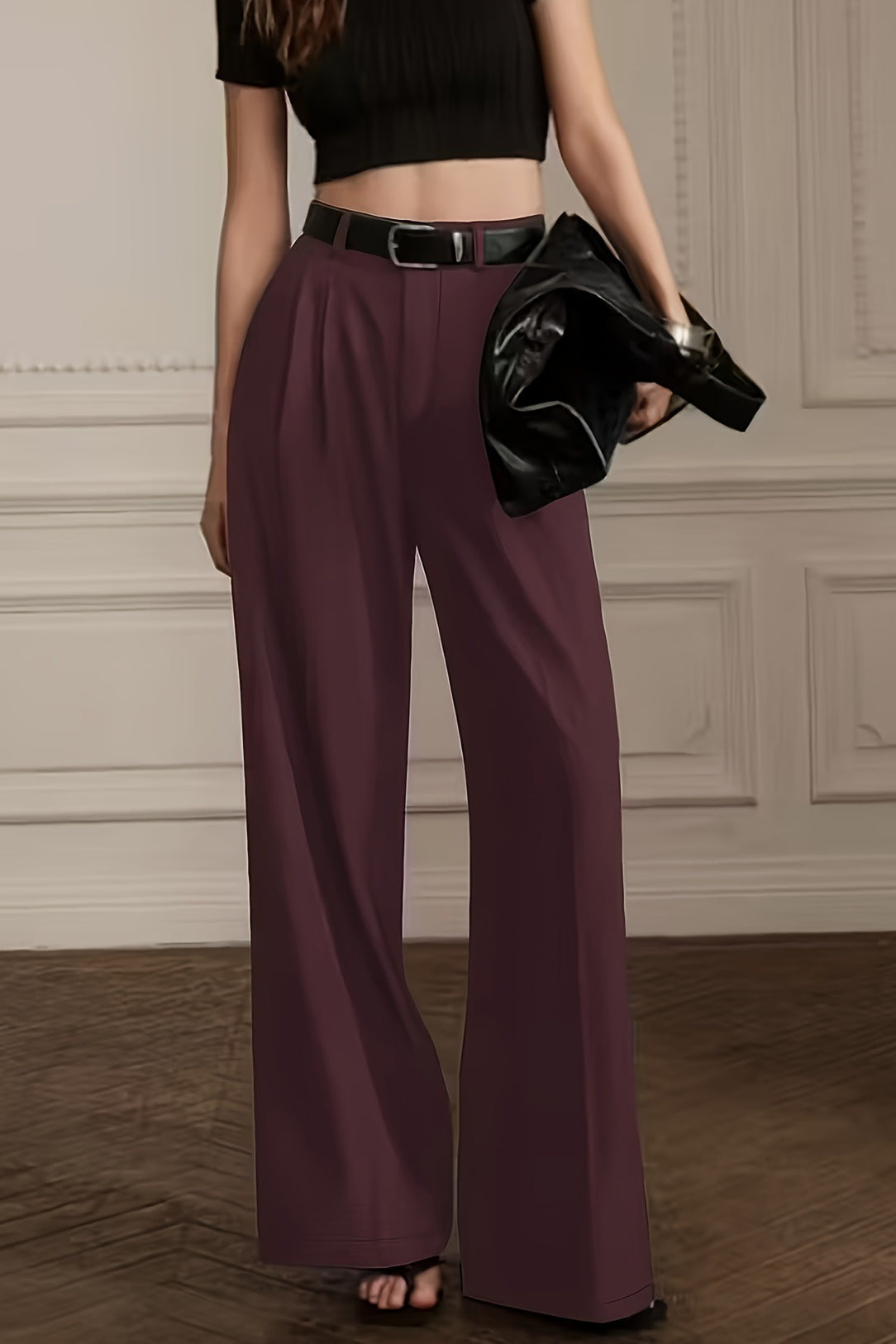 High Waist Pleated Wide Pants