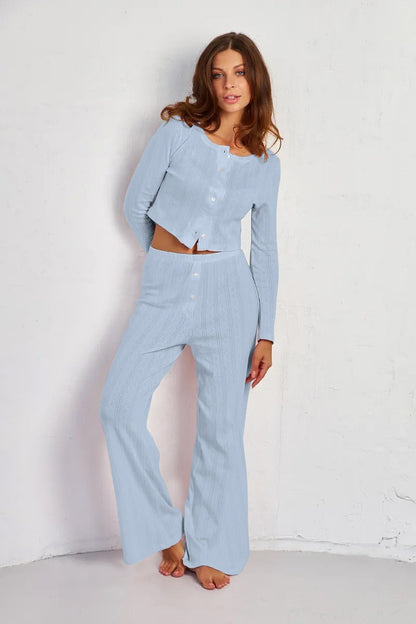 Soft Cutout Jacquard Two Piece Set