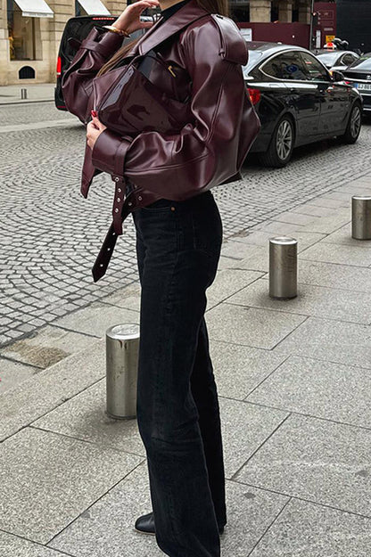 Burgundy Moto Coat