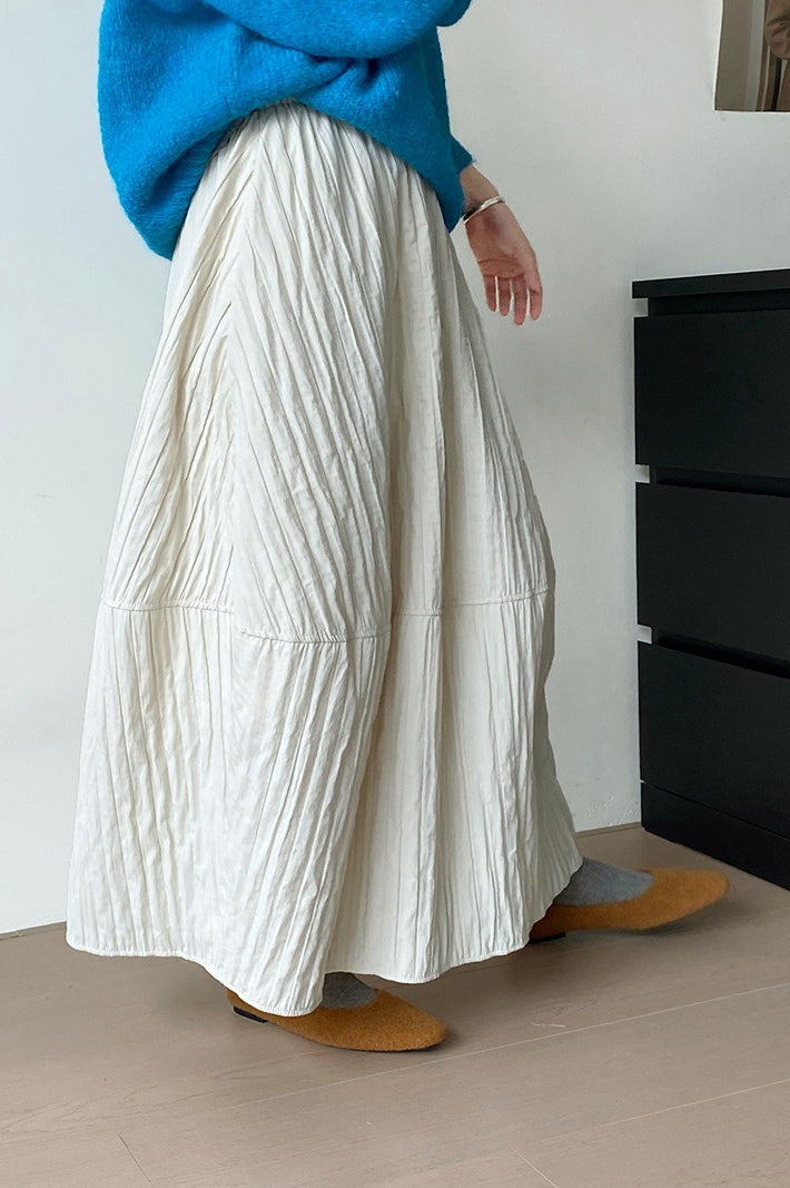 Quilted Cotton Puffer Midi Skirt