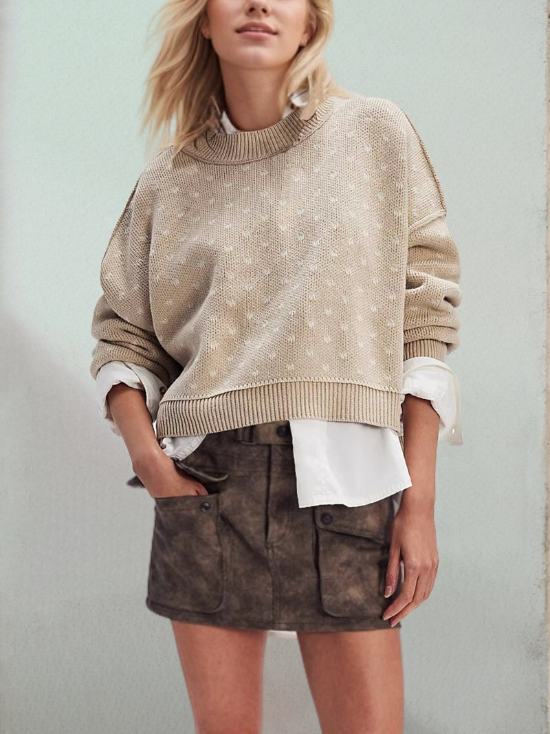 Emmie Crewneck Bow Spot Knit Sweater