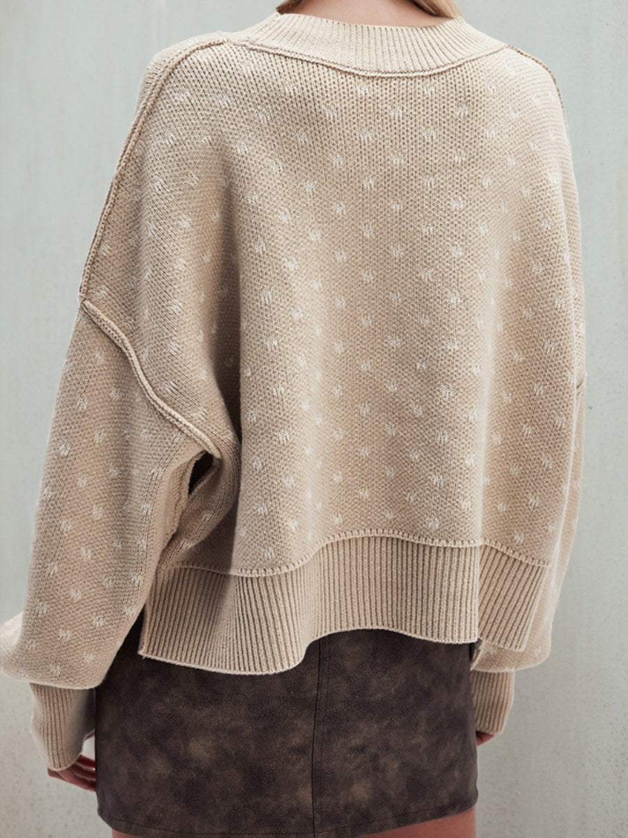 Emmie Crewneck Bow Spot Knit Sweater