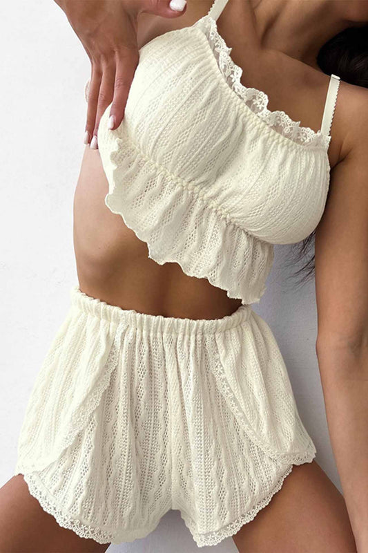 Lace Cami Top Shorts Loungewear Set